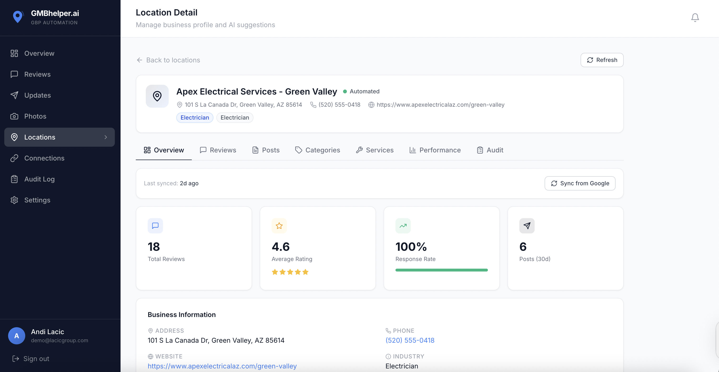 GMBhelper.ai Dashboard